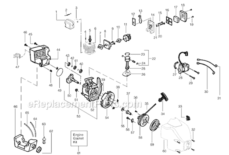 Page B Diagram and Parts List for TE500CXL Type 1 Weed Eater Trimmer